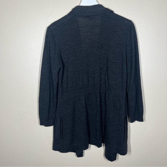 Theory Womens Maritza B Preen Open Wool Cardigan Sweater Size Large Dark Gray - Picture 8 of 11